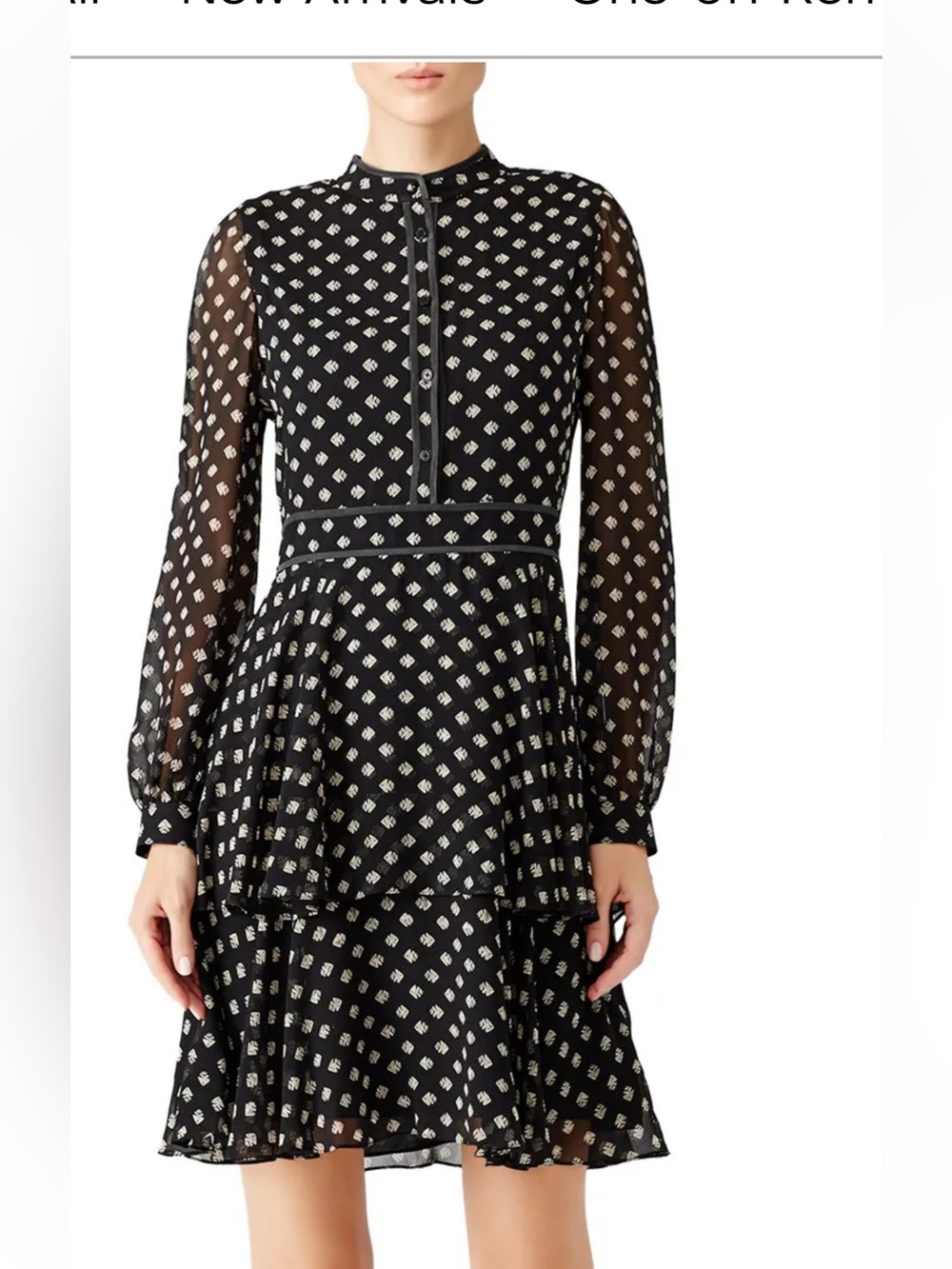 Tory Burch Black and Cream Chiffon Dress
